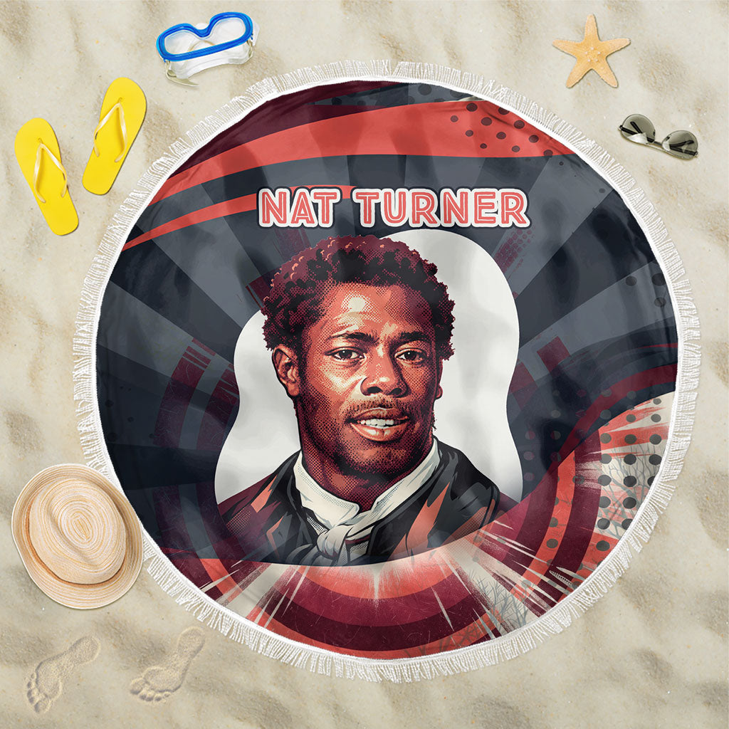 Nat Turner Black History Beach Blanket Retro Pop Art Swirl Sunburst Portrait Freedom