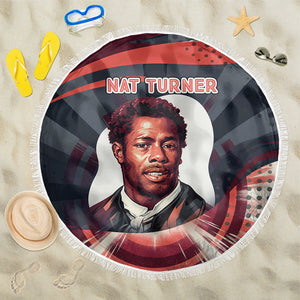 Nat Turner Black History Beach Blanket Retro Pop Art Swirl Sunburst Portrait Freedom