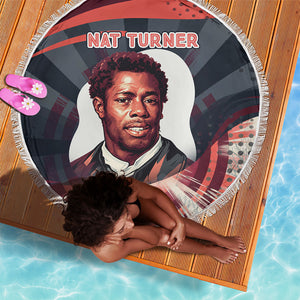 Nat Turner Black History Beach Blanket Retro Pop Art Swirl Sunburst Portrait Freedom