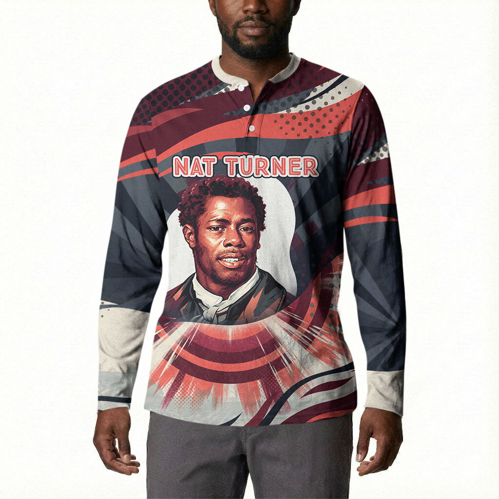 Nat Turner Black History Button Sweatshirt Retro Pop Art Swirl Sunburst Portrait Freedom