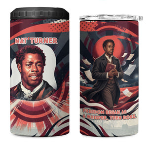 Nat Turner Black History 4 in 1 Can Cooler Tumbler Retro Pop Art Swirl Sunburst Portrait Freedom
