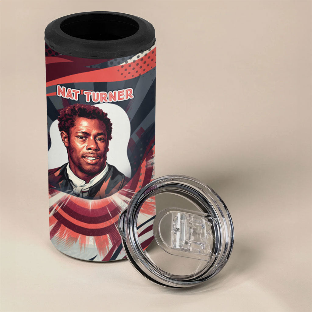 Nat Turner Black History 4 in 1 Can Cooler Tumbler Retro Pop Art Swirl Sunburst Portrait Freedom