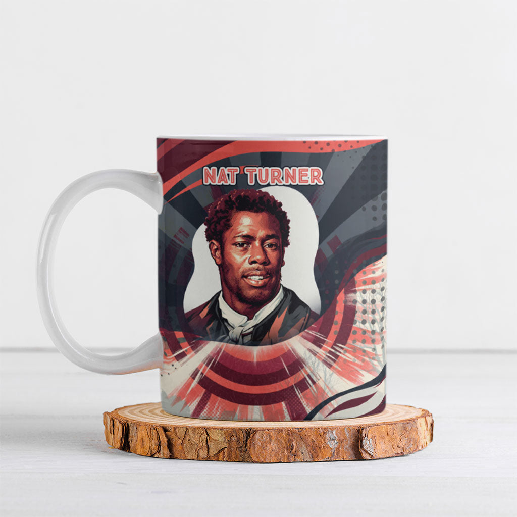 Nat Turner Black History Ceramic Mug Retro Pop Art Swirl Sunburst Portrait Freedom