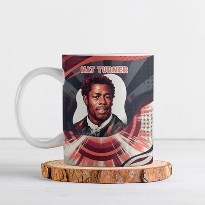 Nat Turner Black History Ceramic Mug Retro Pop Art Swirl Sunburst Portrait Freedom