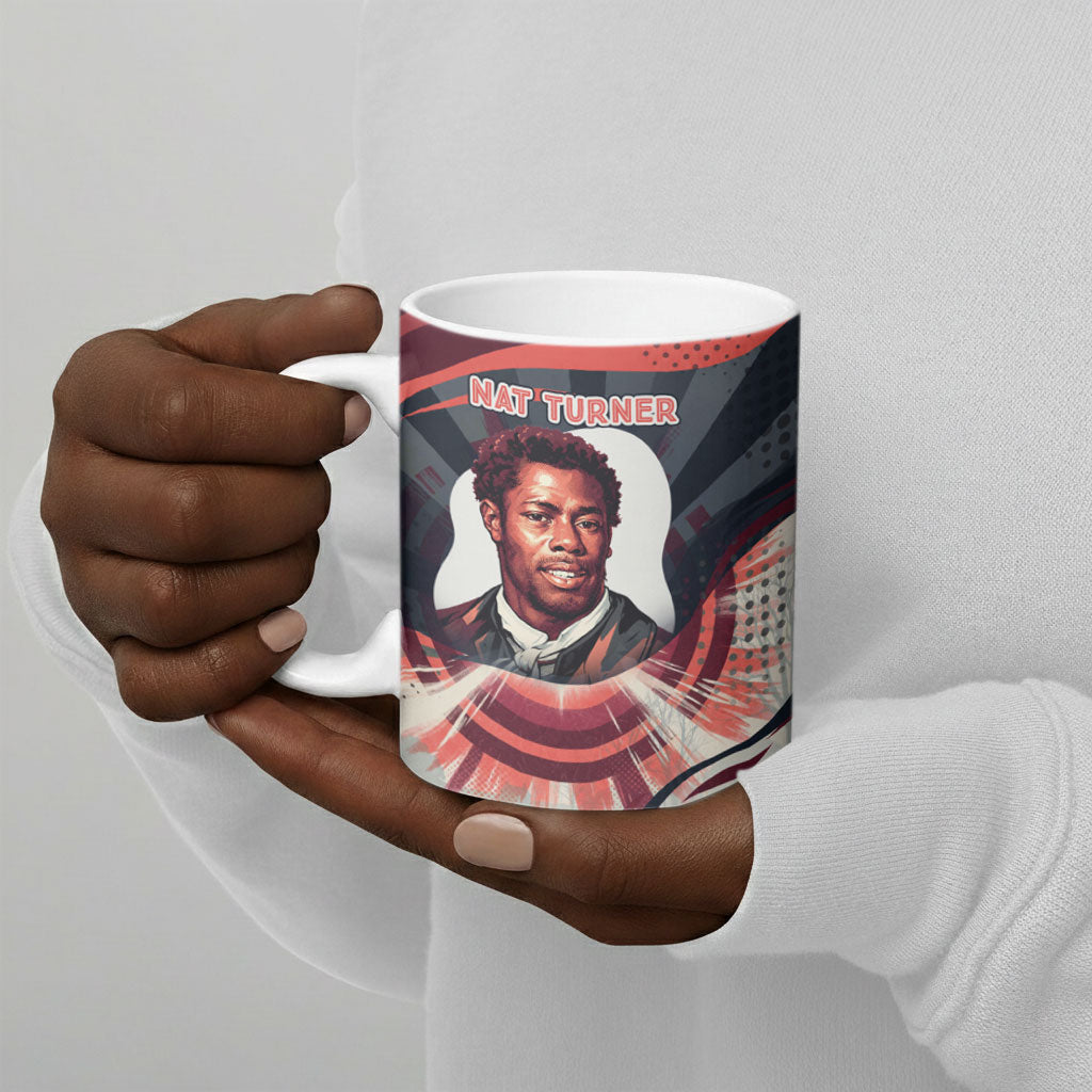 Nat Turner Black History Ceramic Mug Retro Pop Art Swirl Sunburst Portrait Freedom