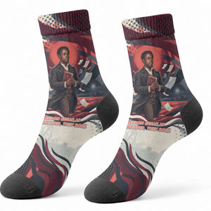 Nat Turner Black History Crew Socks Retro Pop Art Swirl Sunburst Portrait Freedom