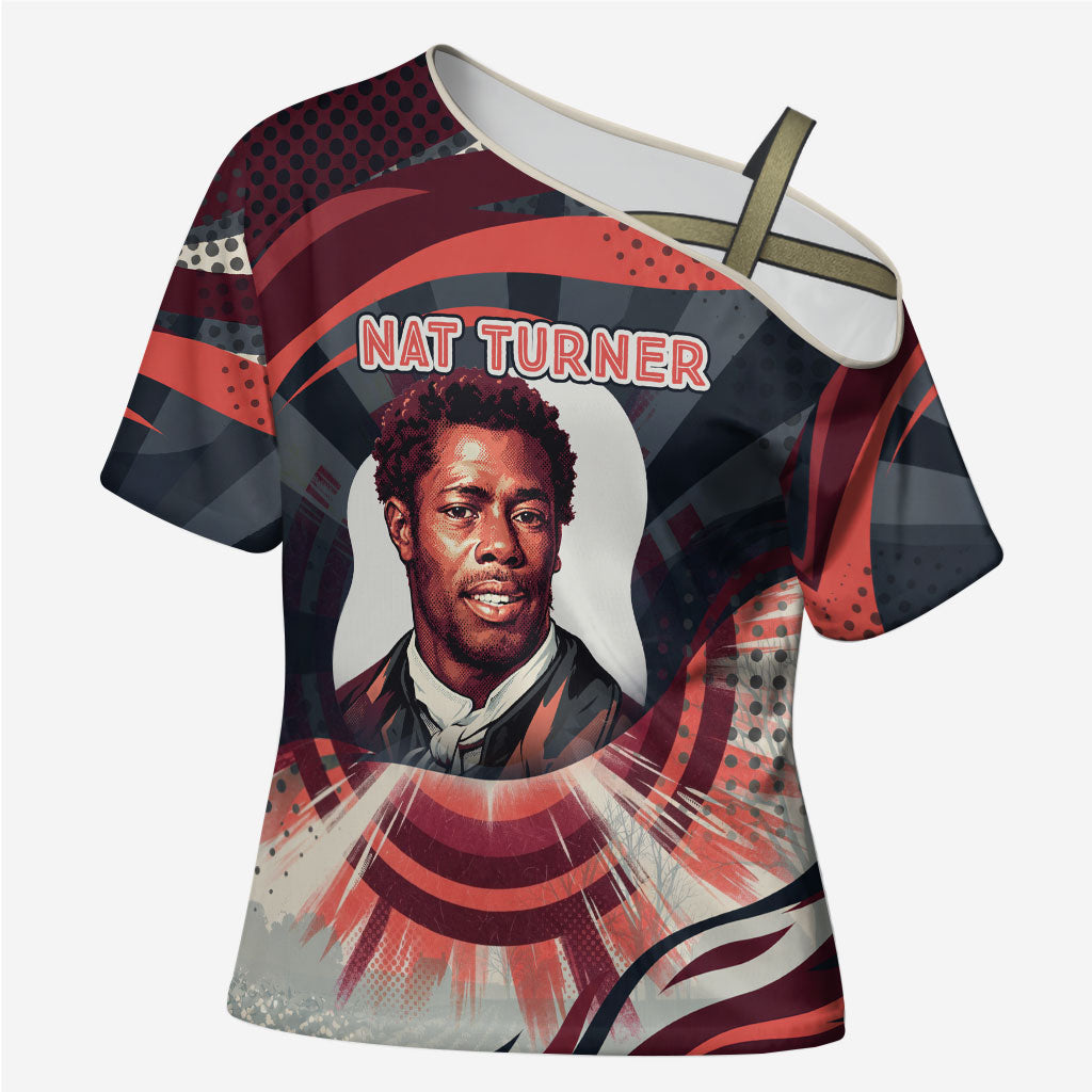 Nat Turner Black History Cross Shoulder Shirt Retro Pop Art Swirl Sunburst Portrait Freedom