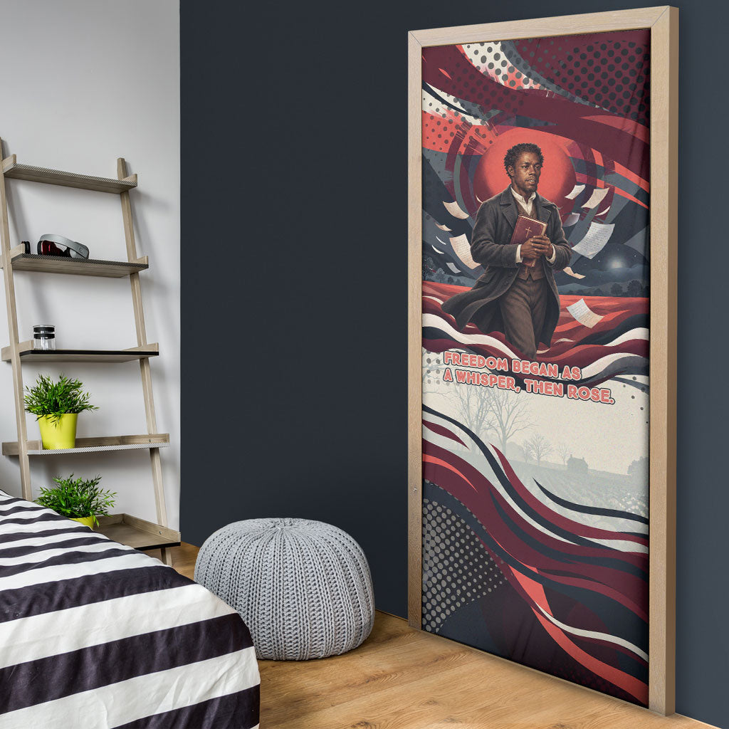 Nat Turner Black History Door Cover Retro Pop Art Swirl Sunburst Portrait Freedom