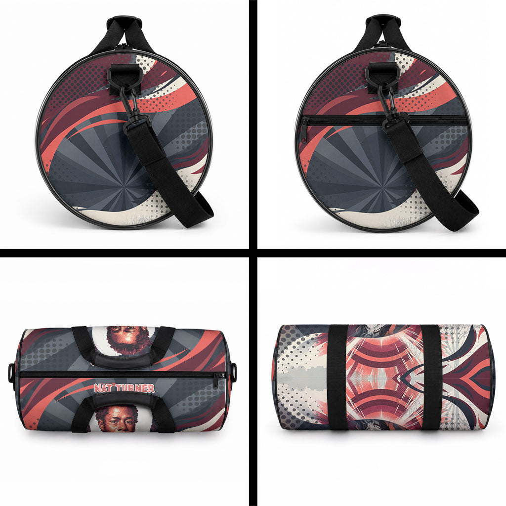 Nat Turner Black History Duffle Bag Retro Pop Art Swirl Sunburst Portrait Freedom