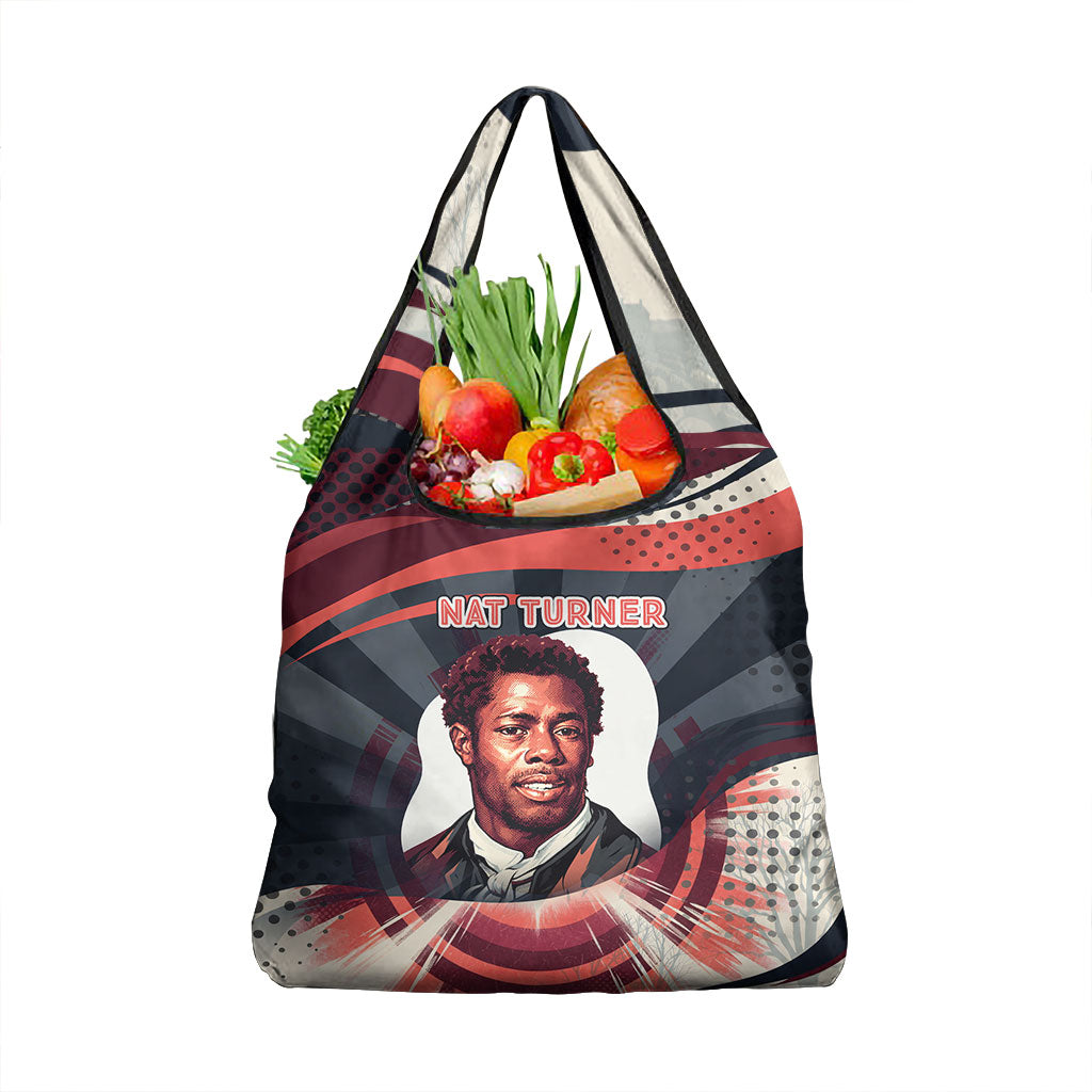 Nat Turner Black History Grocery Bag Retro Pop Art Swirl Sunburst Portrait Freedom
