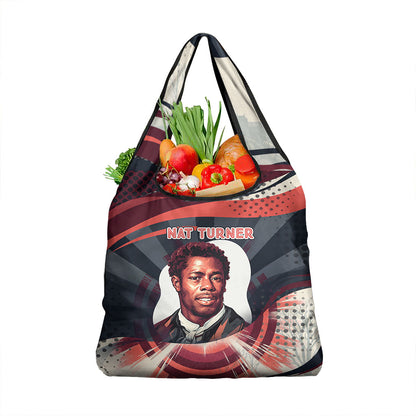Nat Turner Black History Grocery Bag Retro Pop Art Swirl Sunburst Portrait Freedom