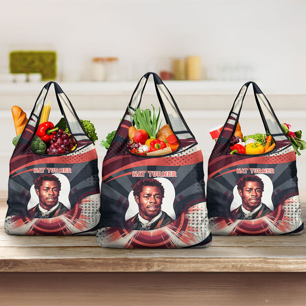 Nat Turner Black History Grocery Bag Retro Pop Art Swirl Sunburst Portrait Freedom
