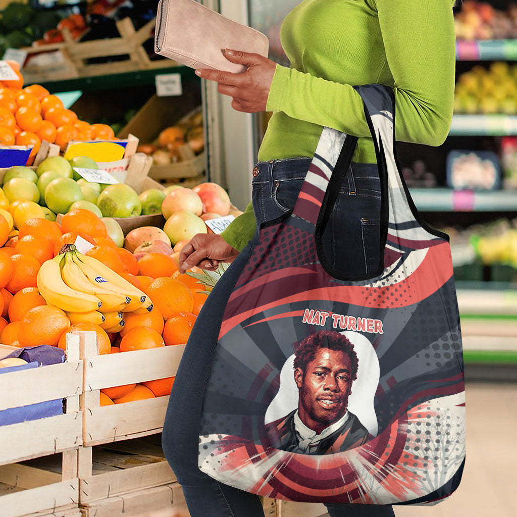 Nat Turner Black History Grocery Bag Retro Pop Art Swirl Sunburst Portrait Freedom