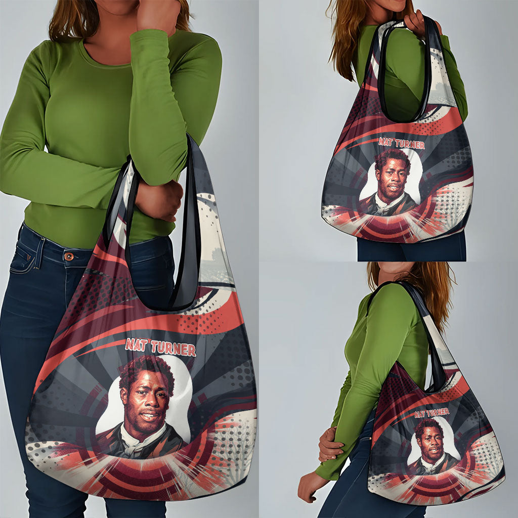 Nat Turner Black History Grocery Bag Retro Pop Art Swirl Sunburst Portrait Freedom