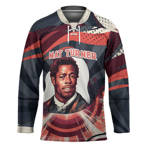 Nat Turner Black History Hockey Jersey Retro Pop Art Swirl Sunburst Portrait Freedom
