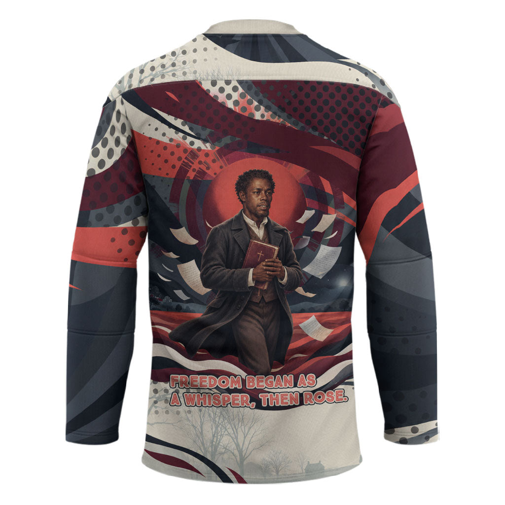 Nat Turner Black History Hockey Jersey Retro Pop Art Swirl Sunburst Portrait Freedom