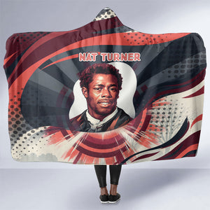 Nat Turner Black History Hooded Blanket Retro Pop Art Swirl Sunburst Portrait Freedom