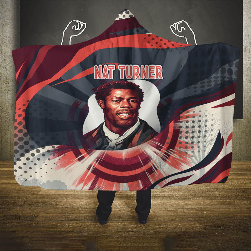 Nat Turner Black History Hooded Blanket Retro Pop Art Swirl Sunburst Portrait Freedom
