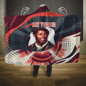 Nat Turner Black History Hooded Blanket Retro Pop Art Swirl Sunburst Portrait Freedom