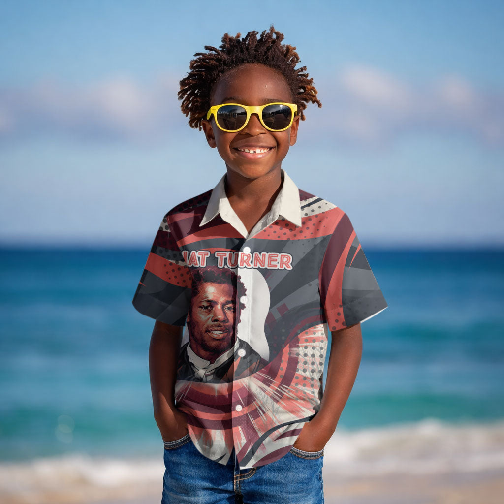 Nat Turner Black History Kid Hawaiian Shirt Retro Pop Art Swirl Sunburst Portrait Freedom