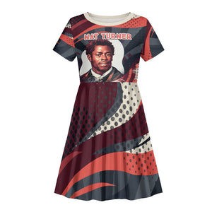 Nat Turner Black History Kid Short Sleeve Dress Retro Pop Art Swirl Sunburst Portrait Freedom