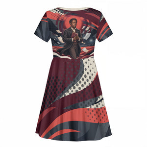 Nat Turner Black History Kid Short Sleeve Dress Retro Pop Art Swirl Sunburst Portrait Freedom