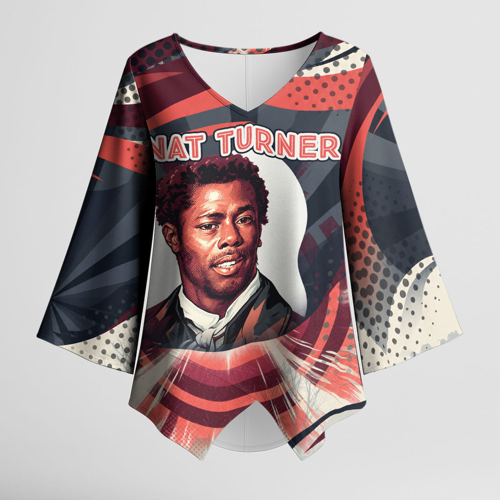 Nat Turner Black History Kimono Sleeve Blouse Retro Pop Art Swirl Sunburst Portrait Freedom