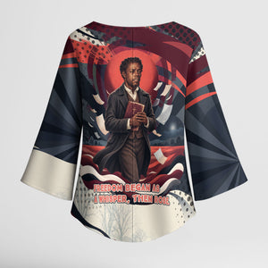 Nat Turner Black History Kimono Sleeve Blouse Retro Pop Art Swirl Sunburst Portrait Freedom