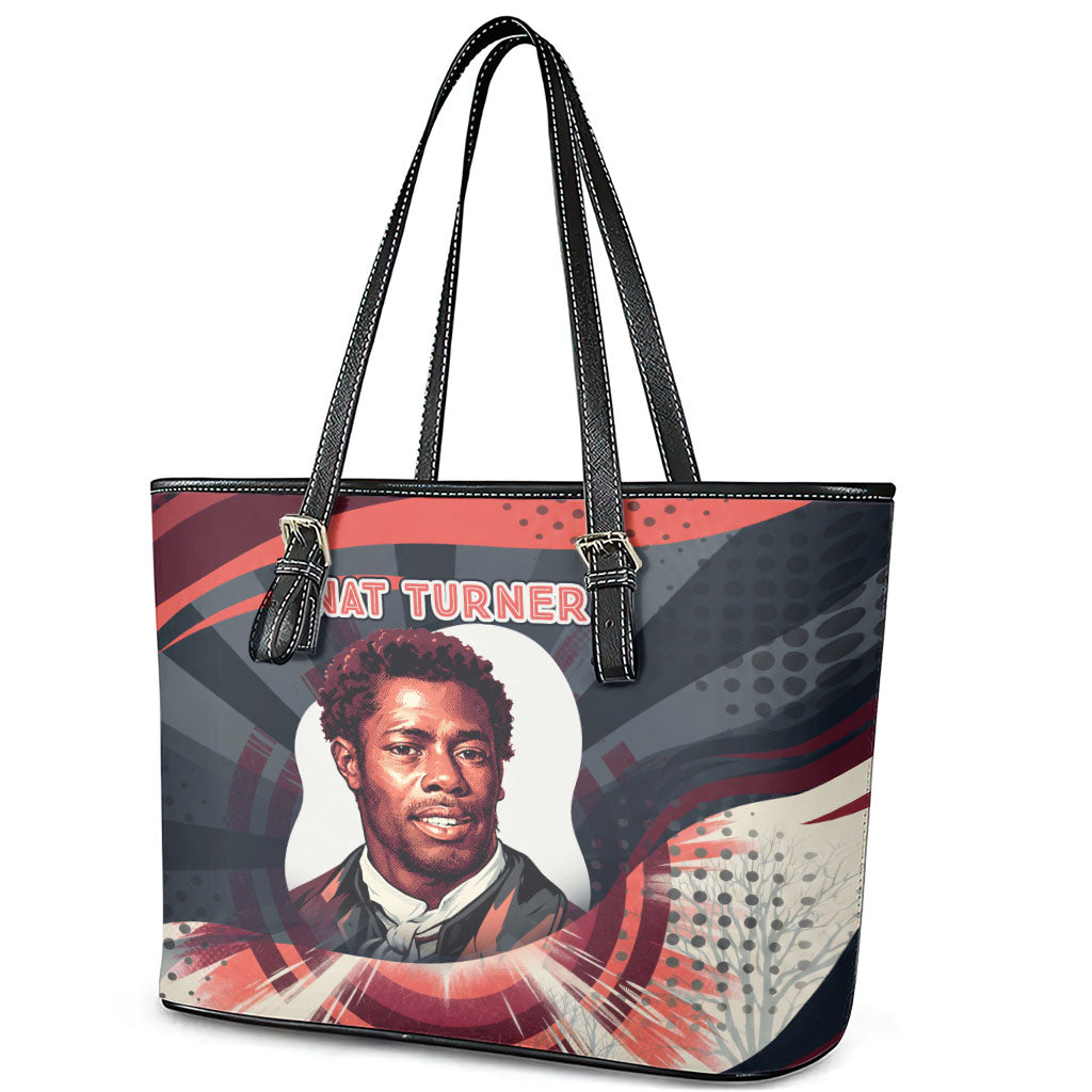 Nat Turner Black History Leather Tote Bag Retro Pop Art Swirl Sunburst Portrait Freedom