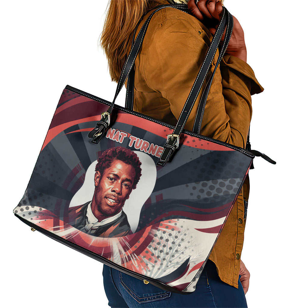 Nat Turner Black History Leather Tote Bag Retro Pop Art Swirl Sunburst Portrait Freedom