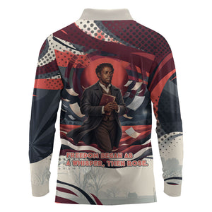 Nat Turner Black History Long Sleeve Polo Shirt Retro Pop Art Swirl Sunburst Portrait Freedom