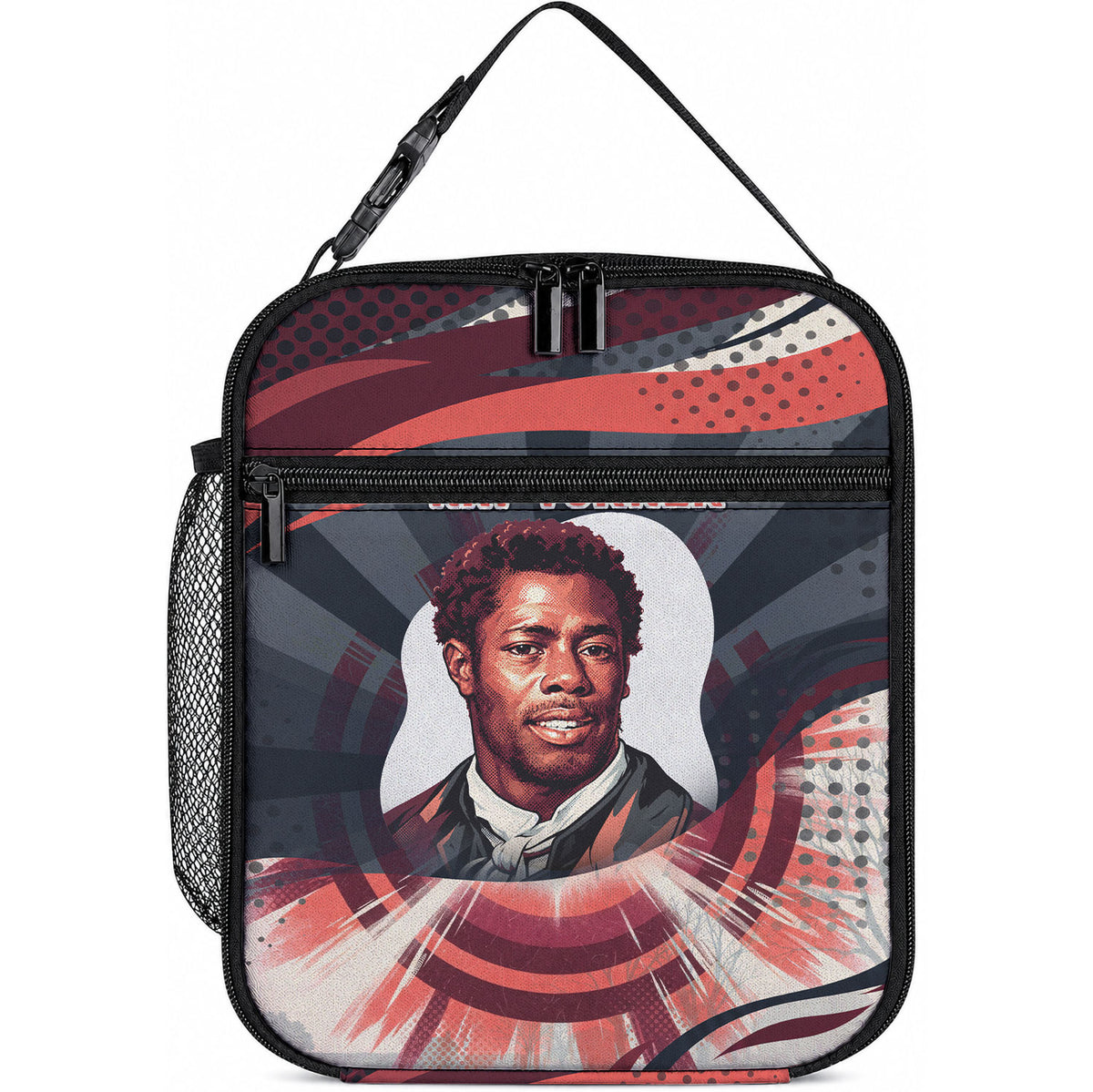 Nat Turner Black History Lunch Bag Retro Pop Art Swirl Sunburst Portrait Freedom