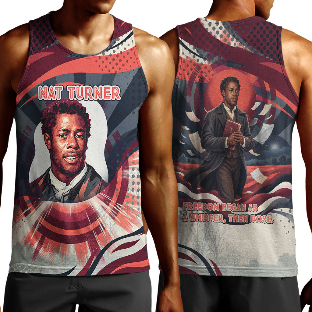 Nat Turner Black History Men Tank Top Retro Pop Art Swirl Sunburst Portrait Freedom