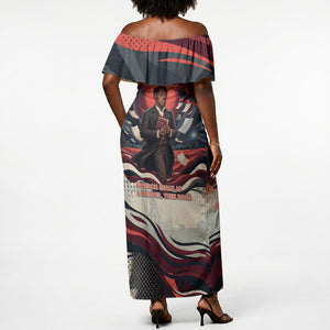 Nat Turner Black History Off Shoulder Maxi Dress Retro Pop Art Swirl Sunburst Portrait Freedom