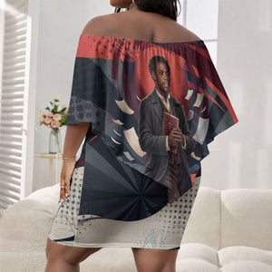 Nat Turner Black History Off Shoulder Short Dress Retro Pop Art Swirl Sunburst Portrait Freedom