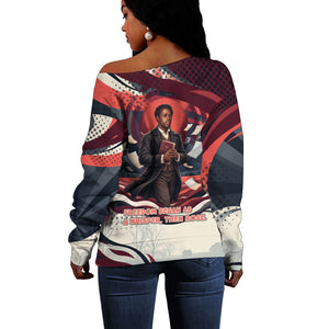 Nat Turner Black History Off Shoulder Sweater Retro Pop Art Swirl Sunburst Portrait Freedom