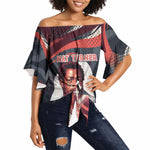 Nat Turner Black History Off Shoulder Wrap Waist Top Retro Pop Art Swirl Sunburst Portrait Freedom