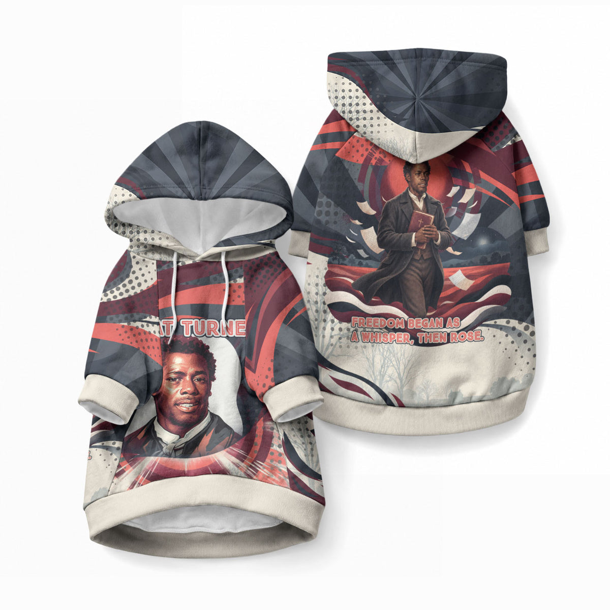 Nat Turner Black History Pet Hoodie Retro Pop Art Swirl Sunburst Portrait Freedom