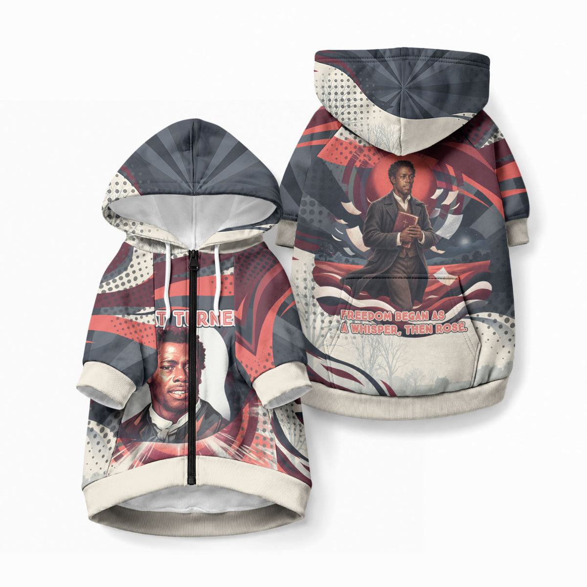 Nat Turner Black History Pet Hoodie Retro Pop Art Swirl Sunburst Portrait Freedom