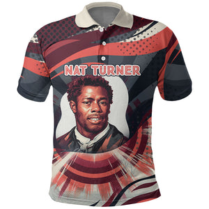 Nat Turner Black History Polo Shirt Retro Pop Art Swirl Sunburst Portrait Freedom