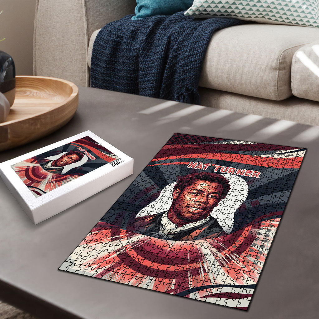 Nat Turner Black History Puzzle Retro Pop Art Swirl Sunburst Portrait Freedom