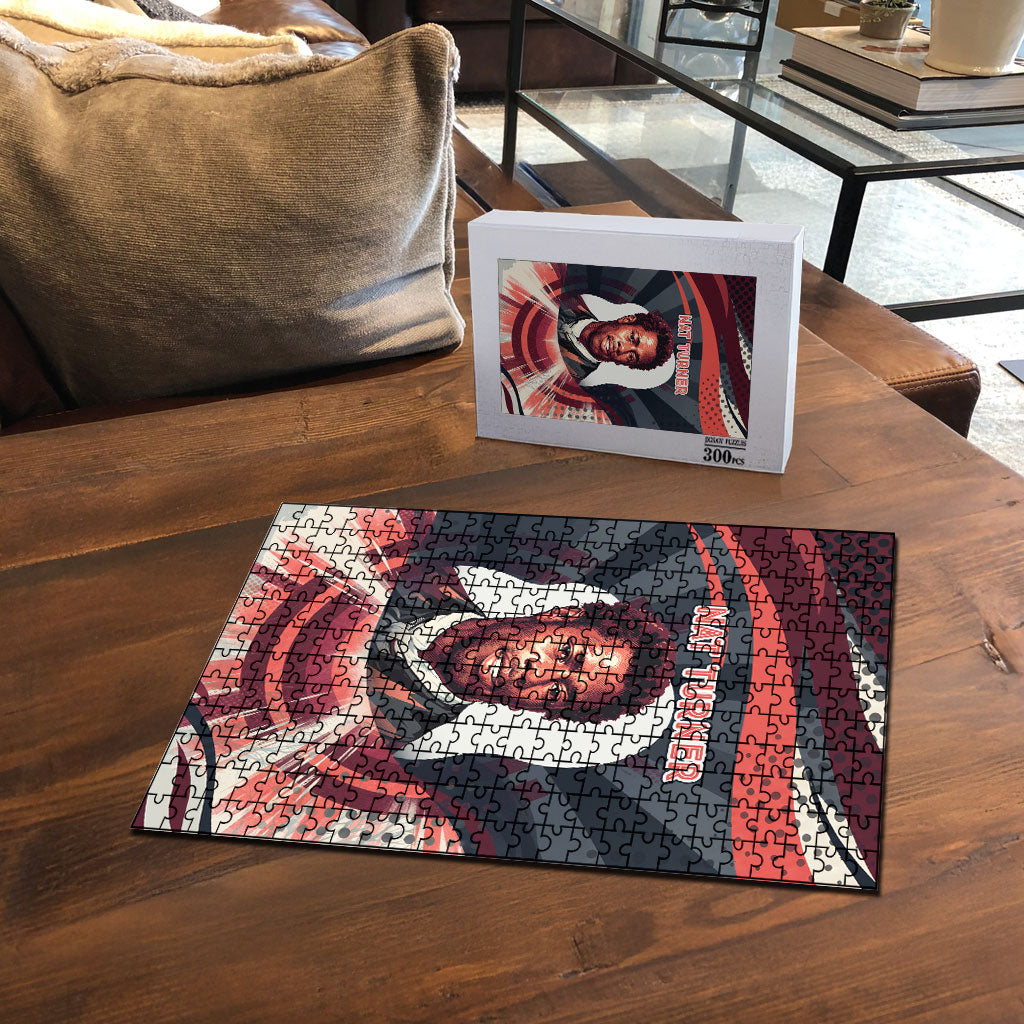Nat Turner Black History Puzzle Retro Pop Art Swirl Sunburst Portrait Freedom