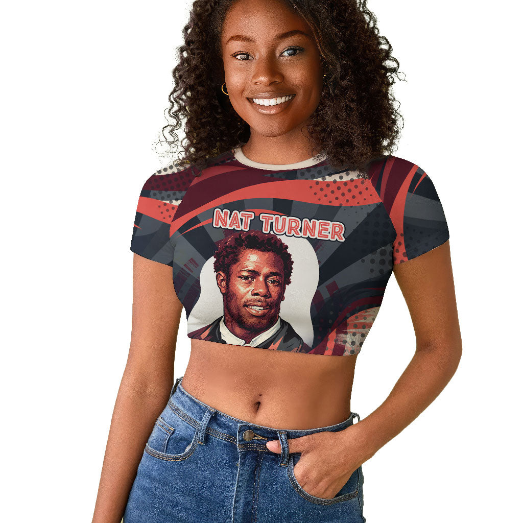 Nat Turner Black History Raglan Cropped T shirt Retro Pop Art Swirl Sunburst Portrait Freedom