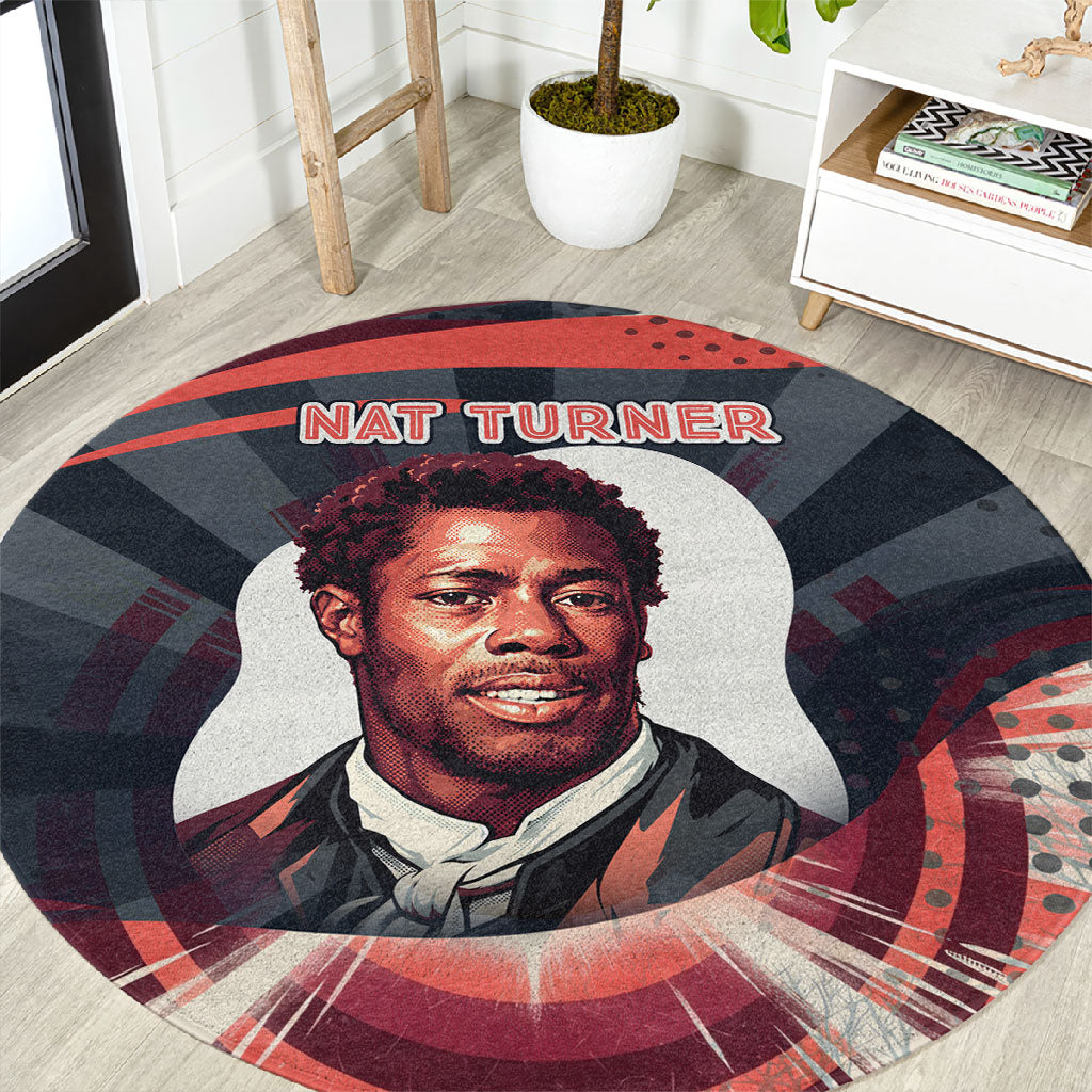 Nat Turner Black History Round Carpet Retro Pop Art Swirl Sunburst Portrait Freedom