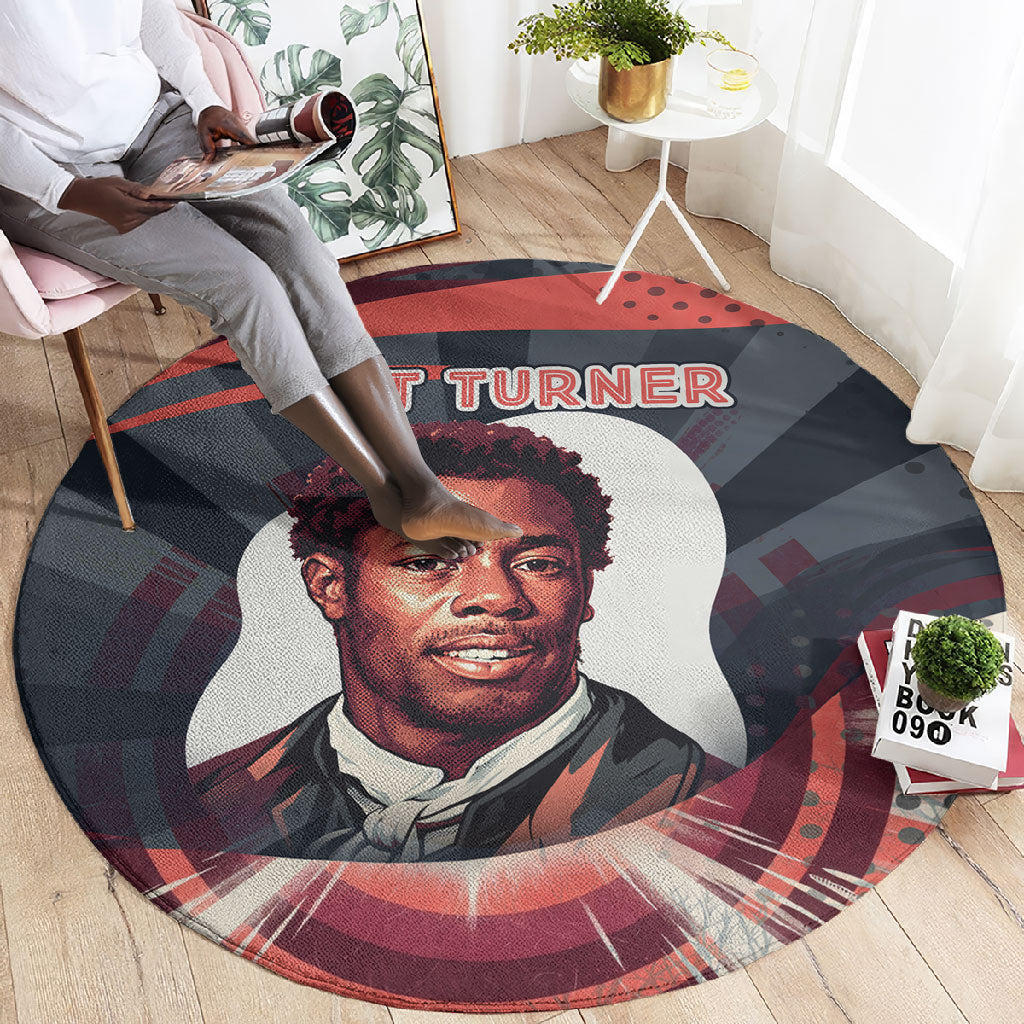 Nat Turner Black History Round Carpet Retro Pop Art Swirl Sunburst Portrait Freedom