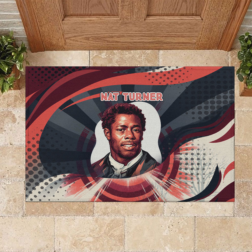 Nat Turner Black History Rubber Doormat Retro Pop Art Swirl Sunburst Portrait Freedom