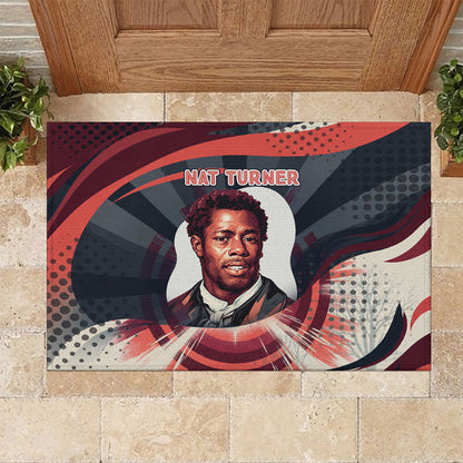 Nat Turner Black History Rubber Doormat Retro Pop Art Swirl Sunburst Portrait Freedom