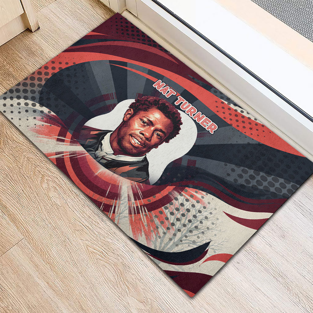 Nat Turner Black History Rubber Doormat Retro Pop Art Swirl Sunburst Portrait Freedom