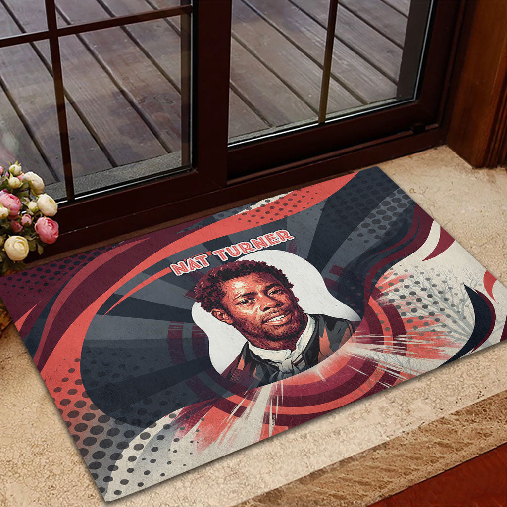 Nat Turner Black History Rubber Doormat Retro Pop Art Swirl Sunburst Portrait Freedom