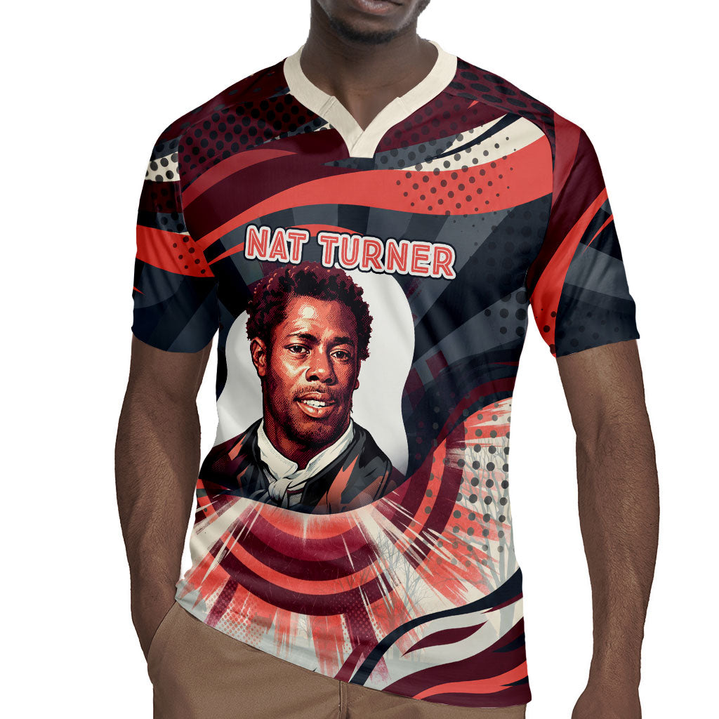 Nat Turner Black History Rugby Jersey Retro Pop Art Swirl Sunburst Portrait Freedom